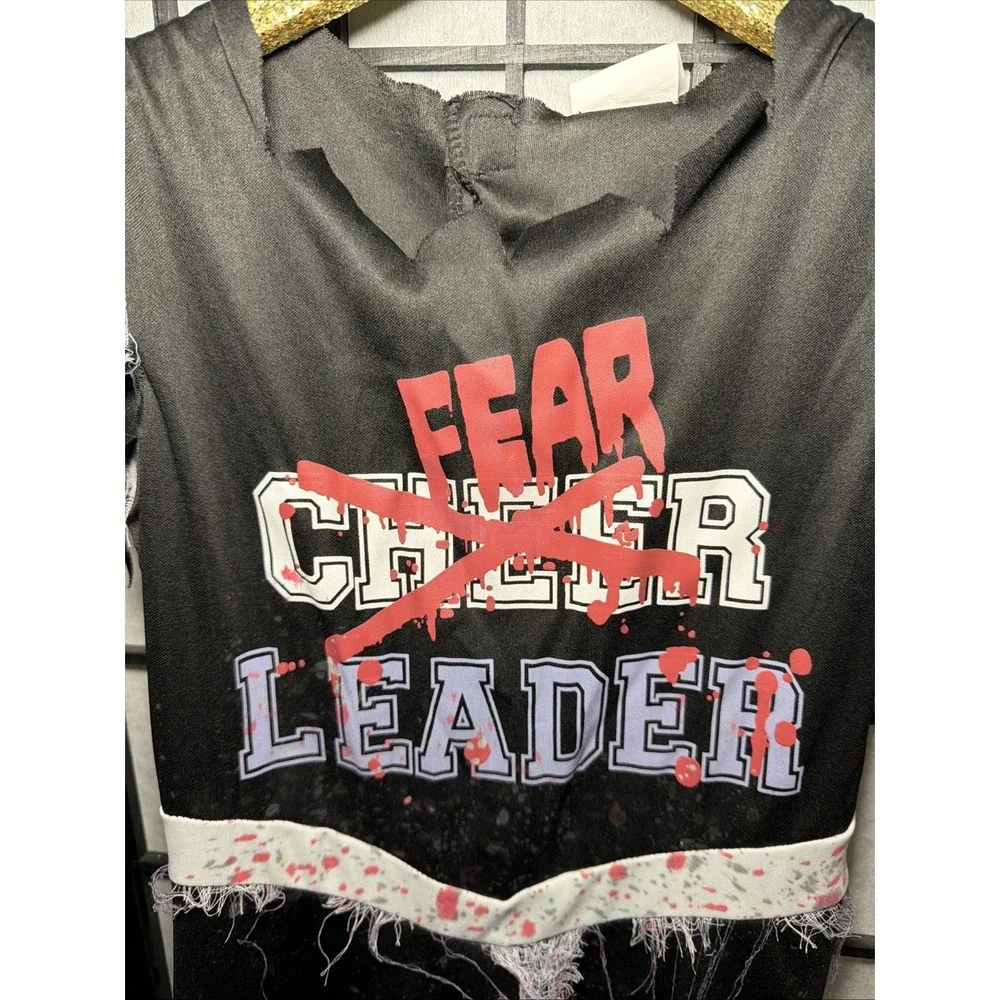 Fear Leader Zombie Cheerleader Dress Costume Size:Medium (7-8)